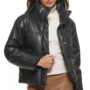 Levi's Black Faux Leather Puffer Jacket size Medium